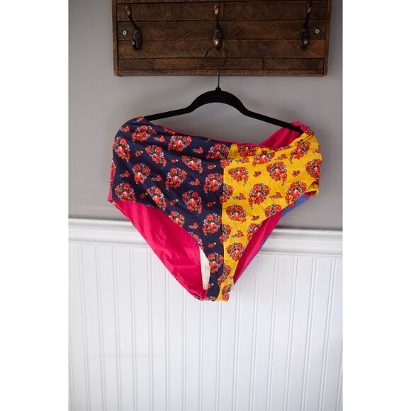Mara Hoffman Lydia Bikini Bottom Womens Red Floral High Waist 3X - Picture 2 of 3